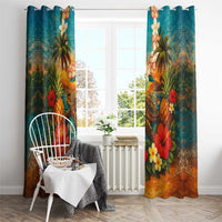 Hawaiian Turtles on Beach Window Curtain with Pineapple Tropical Plant and Lei LT03 - Polynesian Pride