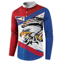 American Samoa Flag Day Button Sweatshirt Polynesian Art Geometric with Flag Brush Style LT03 - Polynesian Pride