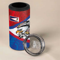 American Samoa Flag Day 4 in 1 Can Cooler Tumbler Polynesian Art Geometric with Flag Brush Style