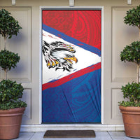 American Samoa Flag Day Door Cover Polynesian Art Geometric with Flag Brush Style