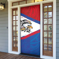 American Samoa Flag Day Door Cover Polynesian Art Geometric with Flag Brush Style