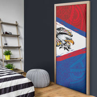 American Samoa Flag Day Door Cover Polynesian Art Geometric with Flag Brush Style
