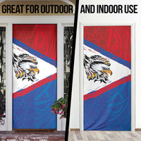 American Samoa Flag Day Door Cover Polynesian Art Geometric with Flag Brush Style