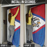 American Samoa Flag Day Door Cover Polynesian Art Geometric with Flag Brush Style