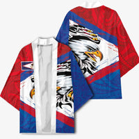 American Samoa Flag Day Kimono Polynesian Art Geometric with Flag Brush Style LT03 - Polynesian Pride