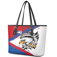 American Samoa Flag Day Leather Tote Bag Polynesian Art Geometric with Flag Brush Style LT03 - Polynesian Pride