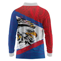 American Samoa Flag Day Long Sleeve Polo Shirt Polynesian Art Geometric with Flag Brush Style LT03 - Polynesian Pride