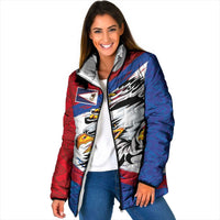 American Samoa Flag Day Padded Jacket Polynesian Art Geometric with Flag Brush Style LT03 Women Multicolor - Polynesian Pride