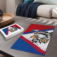 American Samoa Flag Day Puzzle Polynesian Art Geometric with Flag Brush Style LT03 - Polynesian Pride