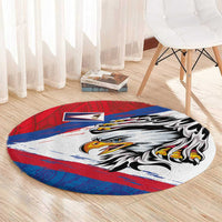 American Samoa Flag Day Round Carpet Polynesian Art Geometric with Flag Brush Style LT03 - Polynesian Pride