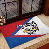 American Samoa Flag Day Rubber Doormat Polynesian Art Geometric with Flag Brush Style LT03 - Polynesian Pride