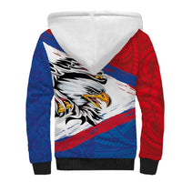 American Samoa Flag Day Sherpa Hoodie Polynesian Art Geometric with Flag Brush Style LT03 - Polynesian Pride