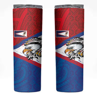 American Samoa Flag Day Skinny Tumbler Polynesian Art Geometric with Flag Brush Style LT03 Multicolor - Polynesian Pride