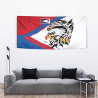 American Samoa Flag Day Tapestry Polynesian Art Geometric with Flag Brush Style LT03 - Polynesian Pride