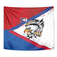 American Samoa Flag Day Tapestry Polynesian Art Geometric with Flag Brush Style LT03 - Polynesian Pride
