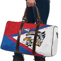 American Samoa Flag Day Travel Bag Polynesian Art Geometric with Flag Brush Style
