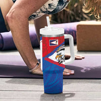 American Samoa Flag Day Tumbler With Handle Polynesian Art Geometric with Flag Brush Style LT03 - Polynesian Pride