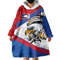 American Samoa Flag Day Wearable Blanket Hoodie Polynesian Art Geometric with Flag Brush Style LT03 - Polynesian Pride