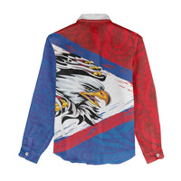 American Samoa Flag Day Women Casual Shirt Polynesian Art Geometric with Flag Brush Style LT03 - Polynesian Pride