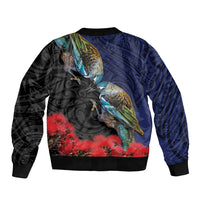 New Zealand Maori Hongi Culture Bomber Jacket Tui Bird Pohutukawa and Polynesian Pattern LT03 - Polynesian Pride