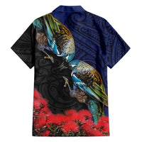 New Zealand Maori Hongi Culture Hawaiian Shirt Tui Bird Pohutukawa and Polynesian Pattern