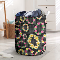 Hawaiian Kakau Tattoo Leis and Palaka Pattern Laundry Basket Traditional Aloha Tribal Black Color LT03 Black - Polynesian Pride