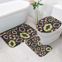 Hawaiian Kakau Tattoo Leis and Palaka Pattern Bathroom Set Traditional Aloha Tribal Black Color LT03 - Polynesian Pride