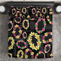 Hawaiian Kakau Tattoo Leis and Palaka Pattern Bedding Set Traditional Aloha Tribal Black Color LT03 Black - Polynesian Pride
