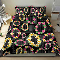 Hawaiian Kakau Tattoo Leis and Palaka Pattern Bedding Set Traditional Aloha Tribal Black Color LT03 - Polynesian Pride