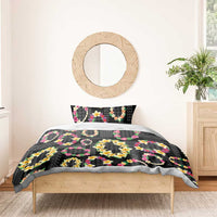 Hawaiian Kakau Tattoo Leis and Palaka Pattern Bedding Set Traditional Aloha Tribal Black Color LT03 - Polynesian Pride