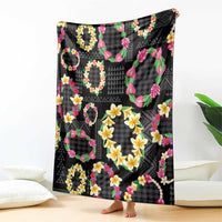 Hawaiian Kakau Tattoo Leis and Palaka Pattern Blanket Traditional Aloha Tribal Black Color LT03 - Polynesian Pride
