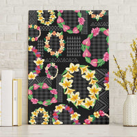 Hawaiian Kakau Tattoo Leis and Palaka Pattern Canvas Wall Art Traditional Aloha Tribal Black Color LT03 Without Frame Black - Polynesian Pride