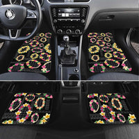 Hawaiian Kakau Tattoo Leis and Palaka Pattern Car Mats Traditional Aloha Tribal Black Color LT03 Set 4pcs Black - Polynesian Pride