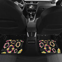 Hawaiian Kakau Tattoo Leis and Palaka Pattern Car Mats Traditional Aloha Tribal Black Color LT03 Set 2pcs - Back Black - Polynesian Pride