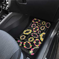 Hawaiian Kakau Tattoo Leis and Palaka Pattern Car Mats Traditional Aloha Tribal Black Color LT03 - Polynesian Pride