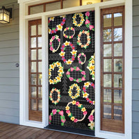 Hawaiian Kakau Tattoo Leis and Palaka Pattern Door Cover Traditional Aloha Tribal Black Color LT03 - Polynesian Pride