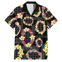 Hawaiian Kakau Tattoo Leis and Palaka Pattern Family Matching Summer Maxi Dress and Hawaiian Shirt Traditional Aloha Tribal Black Color