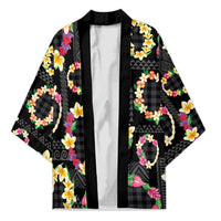 Hawaiian Kakau Tattoo Leis and Palaka Pattern Kimono Traditional Aloha Tribal Black Color LT03 Unisex Black - Polynesian Pride