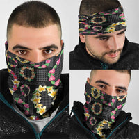 Hawaiian Kakau Tattoo Leis and Palaka Pattern Neck Gaiter Traditional Aloha Tribal Black Color LT03 - Polynesian Pride