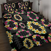 Hawaiian Kakau Tattoo Leis and Palaka Pattern Quilt Bed Set Traditional Aloha Tribal Black Color LT03 Black - Polynesian Pride