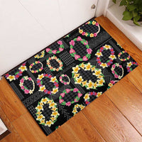 Hawaiian Kakau Tattoo Leis and Palaka Pattern Rubber Doormat Traditional Aloha Tribal Black Color LT03 - Polynesian Pride