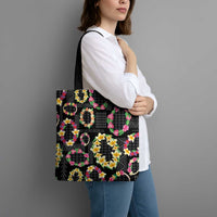Hawaiian Kakau Tattoo Leis and Palaka Pattern Tote Bag Traditional Aloha Tribal Black Color LT03 - Polynesian Pride