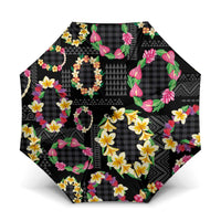 Hawaiian Kakau Tattoo Leis and Palaka Pattern Umbrella Traditional Aloha Tribal Black Color LT03 One Size Folded 11.42 inch Opened Diameter 37.4 inch Black - Polynesian Pride