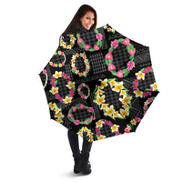 Hawaiian Kakau Tattoo Leis and Palaka Pattern Umbrella Traditional Aloha Tribal Black Color LT03 - Polynesian Pride