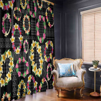 Hawaiian Kakau Tattoo Leis and Palaka Pattern Window Curtain Traditional Aloha Tribal Black Color LT03 - Polynesian Pride