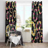 Hawaiian Kakau Tattoo Leis and Palaka Pattern Window Curtain Traditional Aloha Tribal Black Color LT03 - Polynesian Pride
