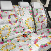Hawaiian Kakau Tattoo Leis and Palaka Pattern Back Car Seat Cover Traditional Aloha Tribal White Color LT03 - Polynesian Pride