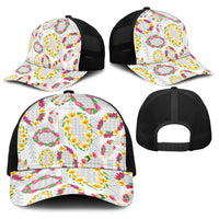 Hawaiian Kakau Tattoo Leis and Palaka Pattern Baseball Net Cap Traditional Aloha Tribal White Color LT03 - Polynesian Pride