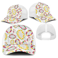 Hawaiian Kakau Tattoo Leis and Palaka Pattern Baseball Net Cap Traditional Aloha Tribal White Color LT03 - Polynesian Pride