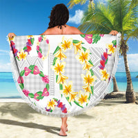 Hawaiian Kakau Tattoo Leis and Palaka Pattern Beach Blanket Traditional Aloha Tribal White Color LT03 - Polynesian Pride